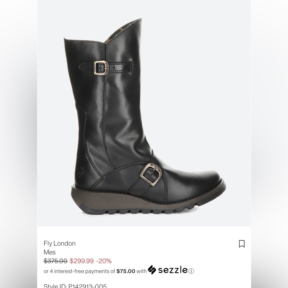 Fly London Mes Boots Black Size 36 FREE SHIPPING